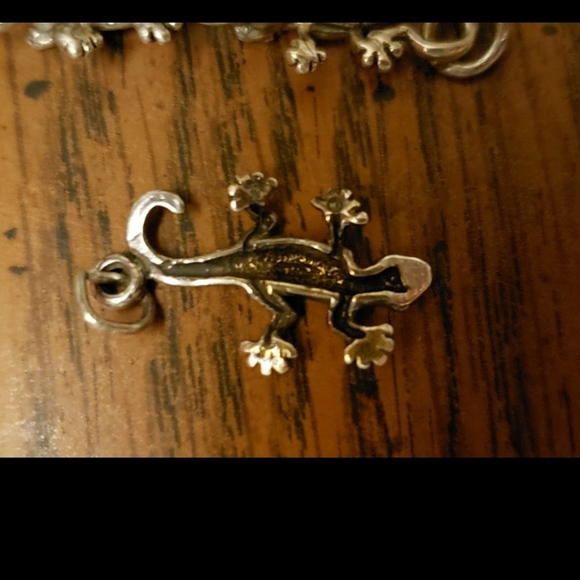 925 Sterling Silver Gecko Lizard Link Chain Bracelet - Picture 7 of 11